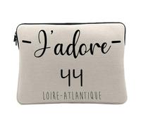 Notebook and Tablet Case Linen Look - J'adore 44 Loire Atlantique Department France Region Nantes - 14-15 Inches Protective Laptop Sleeve Printed in France