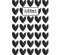 Notebook - Black Hearts Pattern - Simple Notebook Journal for Girls and Women - 100 Pages Lined Papers No Margin - 6” x 9” - No Spiral