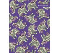 Notebook: Boho Purple Tan Green Elephant Pattern Cover / College Ruled 8.5x11 Letter Size / 120 Blank Lined Pages for School / Work / Journaling / Writing / Note Taking