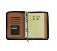 Notebook, Classic A5 Size Multi-Functional Business Memo Diary Book with Built-in Calculators and Card Slot Zip-Enclosure Lock Organizer Book