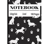 NOTEBOOK College Rule Lined 100 pages: Black and White Playful puppys with Paw prints Notebook 8.5x11