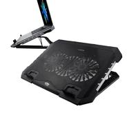 Notebook Cooler Pad - Adjustable RGB Lights Laptop Radiator | 2 Silent Fans, Stable Cooling Stand With USB Ports & Phone Holder For 15.6 Inch Computers, Black, 1pc.