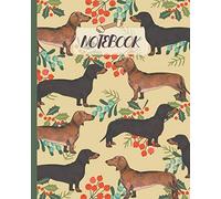 Notebook: Cute Black & Tan Dachshunds Drawing & Floral - Lined Notebook, Diary, Track, Log & Journal - Gift Idea for Boys Girls Teens Men Women (8"x10" 120 Pages)