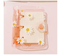 Notebook Cute Daisy Mini 3 Holes Notebook Loose Leaf Ring Binder Hand Book File Folder Kawaii Planner School Journals Korean Stationery Notebook(Pink)