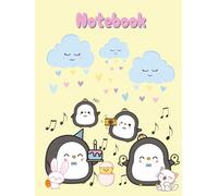 Notebook: Cute Kawaii Style Cover With Penguins, 109 College Ruled Pages, 8.25 x 11 Size, Perfect For Kids, Teens And Anyone Loving Cute, For Notes, Ideas and Journaling