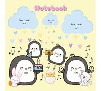 Notebook: Cute Kawaii Style Cover With Penguins, 109 College Ruled Pages, 8.5 x 8.5 Size, Perfect For Kids, Teens And Anyone Loving Cute, For Notes, Ideas and Journaling