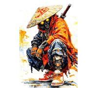 NOTEBOOK: Cyber Samurai Neon Orange: Matte Cover | 200 Lined Pages | Futuristic Cyberpunk Art Journal for Notes, Gaming & Creativity