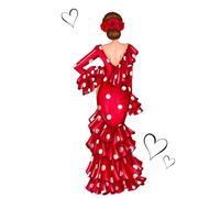 Notebook: Flamenco Dancer Macarena in Red Dress - 6 x 9 in (15.24 x 22.86 cm) - 120 Lined Pages - Glossy Cover - White Background with Heart Accents