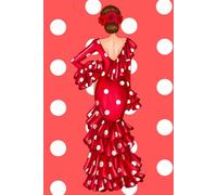 Notebook: Flamenco Dancer Macarena in Red Dress - 6 x 9 in (15.24 x 22.86 cm) - 120 Lined Pages - Glossy Cover - Red Background with White Polka Dots