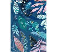 Notebook: Flutter, Dyslexia Friendly with Cream Paper, 12 mm Lined Pages, Blue Frog & Parrot Jungle