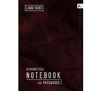 Notebook for Passwords: A4 Big Internet Log Book Organizer with Alphabetical Tabs | Large Print | Marble Red Black Design
