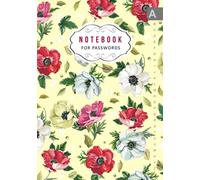 Notebook for Passwords: A5 Internet Logbook Journal Medium with A-Z Alphabetical Index | Vintage Blooming Anemone Flower Design Yellow