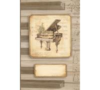 Notebook for Pianists & Piano Music Fans: Antique Vintage Style || With Puzzles on the Subject of "Music" || Appreciation / Thank You Gift Idea for Piano Player or Teacher