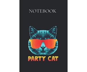 Notebook: Funny Party Cat Colorful Graphic For Music Festival Edm Printed in America Notebook / Journal / Planner Gift Idea Teen Kids Girls Boys Writing Notes / Daily Notes Notebook