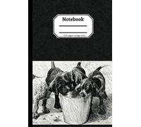 Notebook - German Wirehaired Pointer Puppies: A gorgeous litter of German Wirehaired Pointer puppies enjoy a drink.