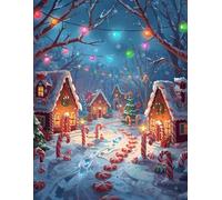 Notebook: Gingerbread Village at Christmas-Cozy Snowy Scene with Candy Cane Charm: Journal: Lined Holiday Diary Featuring Gingerbread Houses, Snowy Trees, and Twinkling Lights