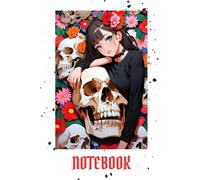 Notebook: Girl Anime Skull with Flowers