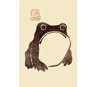 Notebook: Grumpy Frog Japanese Brush Painting | Wide Lined Journal | Cute Vintage Cottagecore Aesthetic Diary