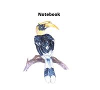 Notebook: Hornbill bird watercolor front and back Notebook- 120 Lined Pages- (6x9 Inches)