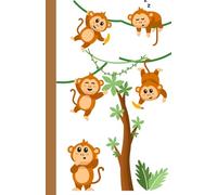 Notebook, Journal, 60 pages, Lined with Colored Spine, Booklet Size, 5.5''x8.5'', Animal Design, Cute Monkey Notebook, Writing Planner, Animal Print