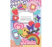 Notebook - Journal: 90s Y2K Kidcore Kid's Rainbow Stickerbomb Composition Notebook Journal