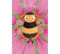 Notebook | Journal | Diary - cute bee design with happy wording - Hand illustrated 6 x 9" lined - Suitable for all ages: Ideal for Work, Notes, ... daily lists and more - makes a great gift!