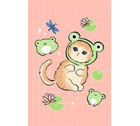 Notebook: Kawaii Cat & Frogs | Dot Grid Journal | Cute Illustrated Japanese Aesthetic Y2K Pink Diary for Kids & Teens