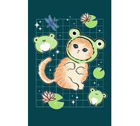 Notebook: Kawaii Cat & Frogs | Graph Ruled Journal | Cute Illustrated Japanese Aesthetic Y2K Diary for Kids & Teens