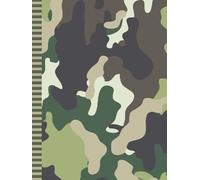 Notebook: Large Hardcover 8.5x11 Composition Journal / 100 Sheets / College Ruled Diary - Blank Numbered Pages / Green Brown Military Camo Print Cover ... Taking Gift For Home-School - Work - Writing