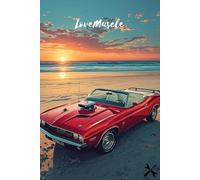 Notebook : Love Muscle chevyConvertible on the beach popart style: glossy cover paperback notebook 96 inch paperback, whitepaper 120 page