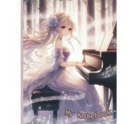 Notebook Manga MUSIC stile - PIANOFORTE - a righe - per appunti - stile japan - ANIME e MANGA maxi quaderno - Block notes - Taccuino a righe: LINEA PASTEL PRINT