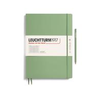 LEUCHTTURM1917 363918 Notebook Master Slim (A4+), Hardcover, 123 Numbered Pages, Sage, Ruled