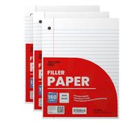 Notebook Paper, Loose Leaf Paper, Wide Ruled Notebook Paper, 10.5” x 8” Filler Paper, 56 gsm, 450 Sheets,150 Per Pack (3 Pack)