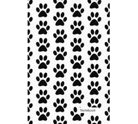 Notebook - Paw Print, Black & White: A4, Lined Notebook, Planner, Diary, Sketchbook, Writing, Gift, Student, Dog Lover, Animal Lover