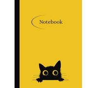 Notebook: Peekaboo Cat Minimal design Wide lined Notebook/Writing pad Yellow