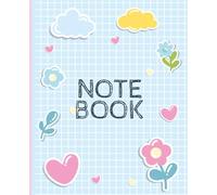 Notebook | pink & blue, hearts & flowers | Wide Ruled Notebook | Composition notebook wide ruled, 7.5 x 9.25, 120 Pages, For kids, teens, and adults