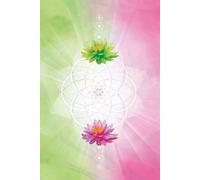 Notebook pink green flowers sacred geometry cover: 120 blank pages with sparkle design on the corners of each page. Seed of Life design on cover.
