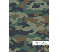 Notebook: Plain College Ruled Composition Book, Writing Journal with Camouflage Army Green Military Pattern Design - Large 8.5 x 11 inches - 110 Pages