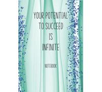 Notebook: Pretty Teal Blue Green Gold A4 College Ruled Motivational Quote Design Cover