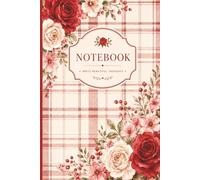 Notebook: Red Plaid Floral Cover, 6x9 Inches, 120 Pages