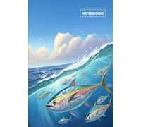 Notebook: Ruled Notebook - School of tuna under the waves, colorful illustration, paint style - 120 Pages - Large (6 x 9") Wide Lined: Colorful ... Journal for Friends, Girls, Teens, and Women