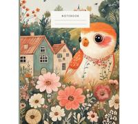 Notebook Songbird Serenity in a Blooming Village: This notebook features an adorable and vibrant songbird surrounded by a dreamy countryside village and blossoming flowers.