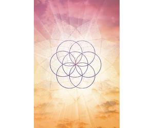 Notebook Sunset Clouds on cover: 120 blank pages with sparkle design on the corners of each page. Seed of Life design on cover.