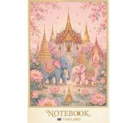 Notebook: Thailand: 6"x9" Lined Journal, 120 Pages, Cute Pastel Elephant and Temple Cover Design for School, Work, and Travel