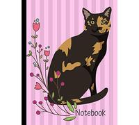 Notebook: Tortoiseshell Cat Pink School Composition Notebook 100 Pages Wide Ruled Lined Paper