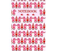 Notebook: Valentine Notebook For Kids Gnome Patterned Heart Valentines Day Gift For Kids Notebook 110 Pages Of Wide Ruled Paper 6 x 9
