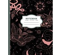 NOTEBOOK: Witchy Moth, Moon & Snake Design // Black, pink & green: Ruled notebook perfect for your witchy aesthetic