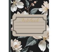 Notebook with 110 Lined Pages - 8 x 11 in - Elegant Floral Design: Perfect for Writing, Journaling, or School - Minimal Soft Cover with a Small Rose in Corner