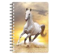 Notebook with 3D Image of a White Horse at Sunset
