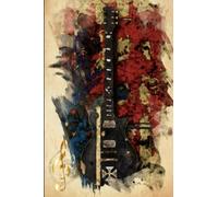 Notebook with a colorful design of a beautiful Guitar.: Notebook with a picture of a beautiful Guitar on the front cover and a beautiful drawing of a Cello on the back cover.